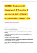 RSE4801 Assignment 3 (Question 1 & Question 2 ANSWERS) 2023 (756382) GUARANTEED DISTINCTION