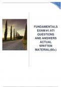 FUNDAMENTALS EXAM #1 ATI QUESTIONS AND ANSWERS ACTUAL WRITTEN MATERIAL (60+) GRADED A+
