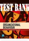 TEST BANK for Organizational Behaviour: Understanding and Managing Life at Work, 12th edition by Gary Johns & Alan M. Saks. ISBN-13: 9780137668786. (Complete 15 Chapters)