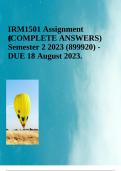 IRM1501 Assignment 1(COMPLETE ANSWERS) Semester 2 2023 (899920) - DUE 18 August 2023.