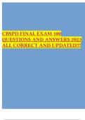 CBSPD FINAL EXAM 100 QUESTIONS AND ANSWERS 2023 ALL CORRECT AND UPDATED&excl;&excl;&excl;