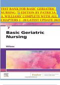 TEST BANK FOR BASIC GERIATRIC NURSING 7th EDITION BY PATRICIA A. WILLIAMS’ COMPLETE WITH ALL CHAPTERS 1 -20 LATEST UPDATE 2023