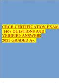 CRCR CERTIFICATION EXAM 140&plus; QUESTIONS AND VERIFIED ANSWERS 2023 GRADED A&plus;&period;