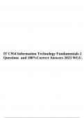 IT C954 Information Technology Fundamentals 2 Questions and 100%Correct Answers 2023 WGU.