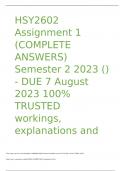 HSY2602 Assignment 1 (COMPLETE ANSWERS) Semester 2 2023 () - DUE 7  Asolutionsugust 2023 100% TRUSTED workings, explanations and 
