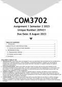 COM3702 Assignment 1 (ANSWERS) Semester 2 2023 - DISTINCTION GUARANTEED