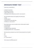 DRIVESAFE PERMIT TEST&vert;WITH 100&percnt; CORRECT ANSWERS&vert;ALREADY GRADED A&vert;DOWNLOAD TO PASS