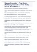 Biology Semester 1 Final Exam &lpar;McKinney Semester 2 Final Study Guide&rpar; With Correct&excl;&excl;