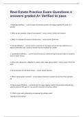 Real Estate Practice Exam Questions n answers graded A&plus; Verified to pass