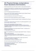 DC Physical therapy Jurisprudence Exam Questions And Answers&period;