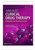 TEST BANK FOR ABRAMS' CLINICAL DRUG THERAPY: RATIONALES FOR NURSING PRACTICE 12TH EDITION BY FRANDSEN (COMPLETE GUIDE CHAPTERS 1-61)