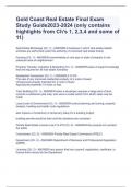 Gold Coast Real Estate Final Exam Study Guide2023-2024 &lpar;only contains highlights from Ch's 1&comma; 2&comma;3&comma;4 and some of 11&rpar; 