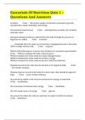 Essentials Of Nutrition Quiz 1 &ndash; Questions And Answers