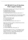 ASE BRAKES Exam #6 Questions With Complete Solutions