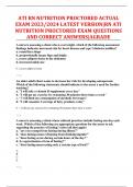 ATI RN NUTRITION PROCTORED ACTUAL  EXAM 2023/2024 LATEST VERSION|RN ATI  NUTRITION PROCTORED EXAM QUESTIONS  AND CORRECT ANSWERS|AGRADE