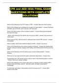 CPR and AED ISSA FINAL EXAM QUESTIONS WITH COMPLETE SOLUTIONS