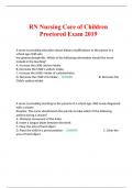 RN Nursing Care of Children Proctored Exam 2019