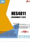 HES4811 Assignment 2 (COMPLETE ANSWERS) 2023 (798936) - DUE 2 August 2023