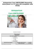 Antepartum Care UNFOLDING Reasoning:  Anne Jones is a 17-year-old (complete case study)