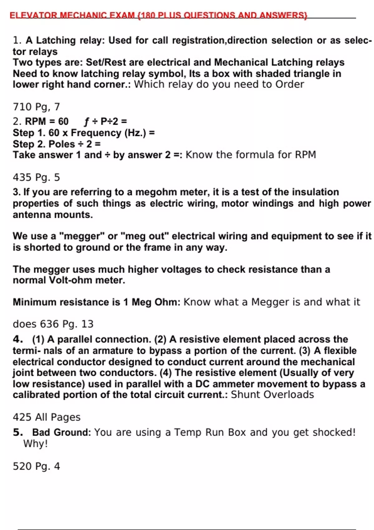 ELEVATOR MECHANIC EXAM {180 PLUS QUESTIONS AND ANSWERS} Elevator