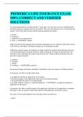 PRIMERICA LIFE INSURANCE EXAM- 100&percnt; CORRECT AND VERIFIED SOLUTIONS