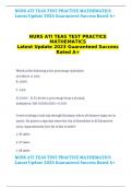  NURS ATI TEAS TEST PRACTICE MATHEMATICS  Latest Update 2023 Guaranteed Success Rated A+