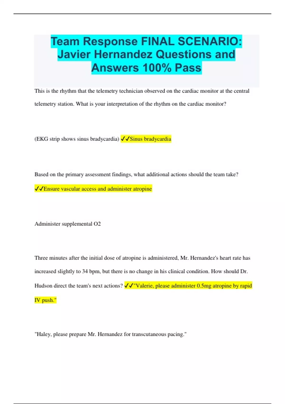 Team Response FINAL SCENARIO: Javier Hernandez Questions and Answers ...