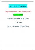 Pearson Edexcel Merged Question Paper + Mark Scheme (Results) Summer 2022 Pearson Edexcel GCSE In Arabic  (1AA0/1H) Paper 1: Listening (Higher Tier) *P72394A0116* Turn over  P72394A ©2022 Pearson Education Ltd. A:1/1/1/1/1/1/1 Centre Number Candidate Numb