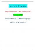 Pearson Edexcel Merged Question Paper + Mark Scheme (Results) Summer 2022 Pearson Edexcel GCSE In Geography  Spec B (1GB0) Paper 02 Centre Number Candidate Number *P70854A0132* Turn over  Total Marks