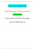 Pearson Edexcel Merged Question Paper + Mark Scheme (Results) Summer 2022 Pearson Edexcel GCSE In Geography  Spec B (1GB0) Paper 01 Centre Number Candidate Number *P70852A0128* Turn over  Total Marks Candidate surname Other names