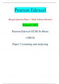 Pearson Edexcel Merged Question Paper + Mark Scheme (Results) Summer 2022 Pearson Edexcel GCSE In Music  (1MU0) Paper 3 Listening and analysing Centre Number Candidate Number *P66527A0120* Turn over 