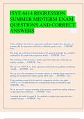 ISYE 6414 REGRESSION SUMMER MIDTERM EXAM QUESTIONS AND CORRECT ANSWERS 