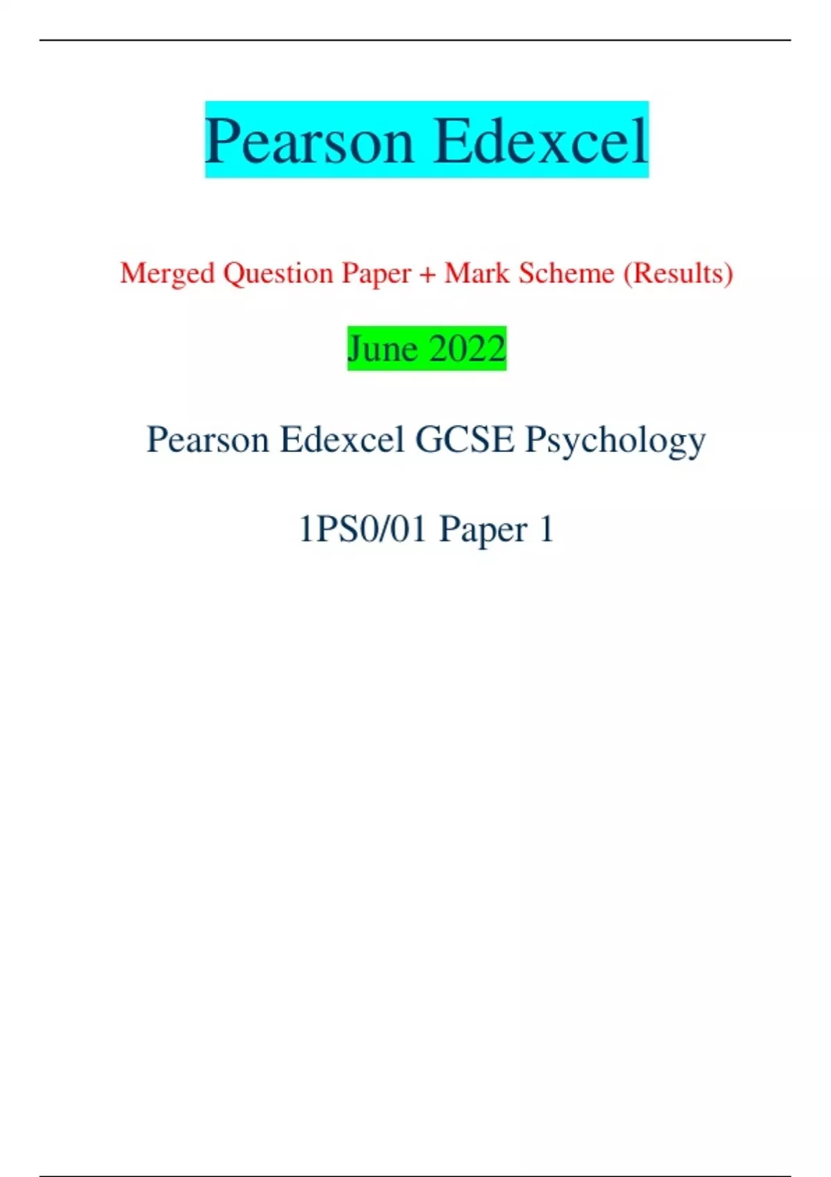 Pearson Edexcel Merged Question Paper + Mark Scheme (Results) June 2022 ...