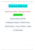 Pearson Edexcel Merged Question Paper + Mark Scheme (Results) Summer 2022 Pearson Edexcel GCSE In Religious Studies A Short Course  (3RA0) Paper 2: Area of Study 2- Study  of Christianity Centre Number Candidate Number *P71260A0112* Turn over  Instruction
