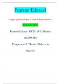 Pearson Edexcel Merged Question Paper + Mark Scheme (Results) Summer 2022 Pearson Edexcel GCSE (9-1) Drama  (1DR0/3B) Component 3: Theatre Makers in  Practice Turn over  Paper reference   *P73610A* P73610A ©2022 Pearson Education Ltd. Q:1/1/1/1 Question