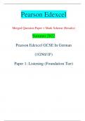 Pearson Edexcel Merged Question Paper + Mark Scheme (Results) Summer 2022 Pearson Edexcel GCSE In German  (1GN0/1F) Paper 1: Listening (Foundation Tier) Centre Number Candidate Number *P71333A0116* P71333A ©2022 Pearson Education Ltd. Q:1/1/1/1/1/1 Turn o
