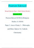 Pearson Edexcel Merged Question Paper + Mark Scheme (Results) Summer 2022 Pearson Edexcel GCSE In Religious  Studies A (1RA0) Paper 3: Area of Study 3 – Philosophy  and Ethics Option 3A: Catholic  Christianity Centre Number Candidate Number *P71244A0112* 