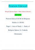 Pearson Edexcel Merged Question Paper + Mark Scheme (Results) June 2022 Pearson Edexcel GCSE In Religious  Studies A (1RA0) Paper 1: Area of Study 1 - Study of  Religion Option 1A: Catholic  Christianity Centre Number Candidate Number *P71237A0120* Turn o