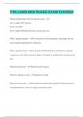 PTA LAWS AND RULES EXAM FLORIDA &vert; 150 Questions with 100&percnt; Correct Answers &vert; Updated & Verified 2023  &vert; 27 Pages