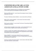 CERTIFIED HEALTHCARE ACCESS ASSOCIATE &lpar;CHAA&rpar; STUDY GUIDE&vert;UPDATED&VERIFIED&vert;100&percnt; SOLVED&vert;GUARANTEED SUCCESS