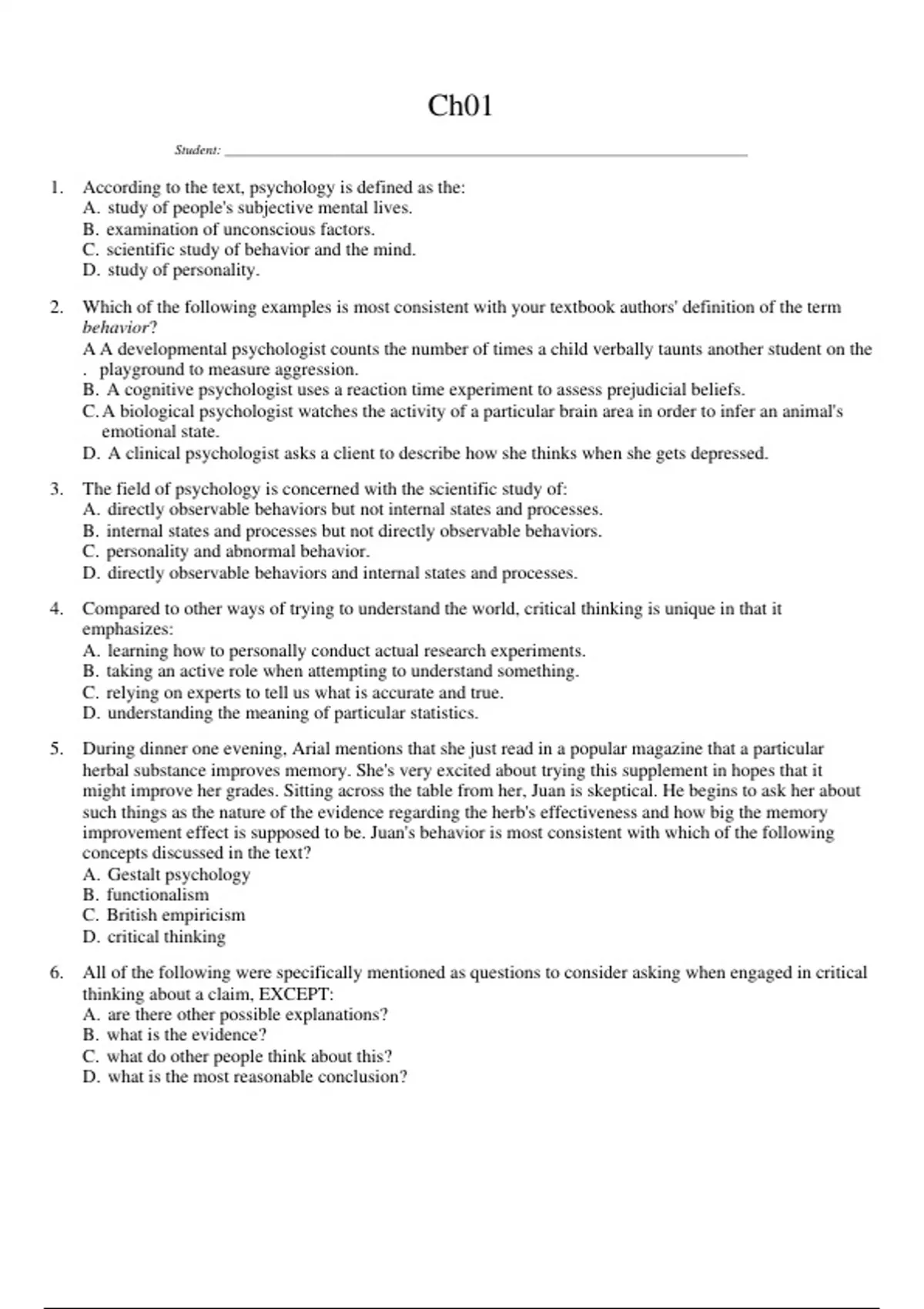 Sharpen Your Knowledge with the [Psychology The Science of Mind and