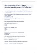 Multidimensional Care 1 Exam 1 Questions and Answers 100&percnt; Correct