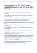 Multidimensional Care 1 Final Exam 2023-2024 Questions and Answers 100&percnt; Correct
