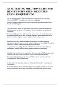 XCEL TESTING SOLUTIONS- LIFE AND HEALTH INSURANCE- WEIGHTED EXAM- 150 QUESTIONS&vert;UPDATED&VERIFIED&vert;100&percnt; SOLVED&vert;GUARANTEED SUCCESS