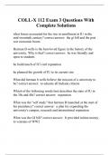 COLL-X 112 Exam 3 Questions With Complete Solutions