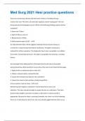 Med Surg 2021 Hesi practice questions &vert; 101 Questions and Answers with complete solution