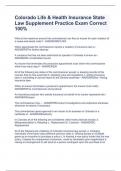 Colorado Life & Health Insurance State Law Supplement Practice Exam Correct 100&percnt;