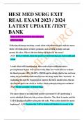 HESI MED SURG EXIT REAL EXAM 2023 / 2024 LATEST UPDATE /TEST BANK MED SURG HESI EXIT EXAM/Latest 2022/Test Bank