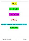 A-level BIOLOGY Paper 2 Question Paper and Mark scheme {MERGED}