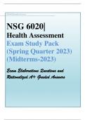 NSG6020- South University-Health Assessment Exam Study Pack (Spring Quarter 2023)